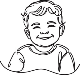 Cute Smiling Baby in Vector Art - Simple Line Drawing