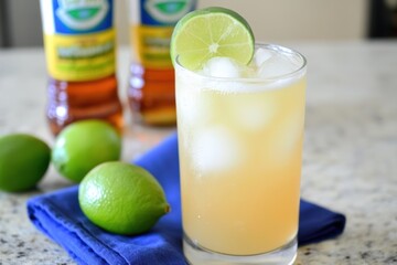 Fototapeta premium Refreshing Ginger Ale with Lemon and Lime