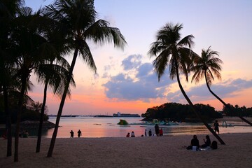 Sentosa island Palawan Beach sunset in Singapore
