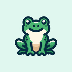 Obraz premium This playful logo features frogs designed in a flat style, showcasing vibrant colors and simple shapes. Perfect for brands looking to convey fun and creativity, this design is both eye-catching and me