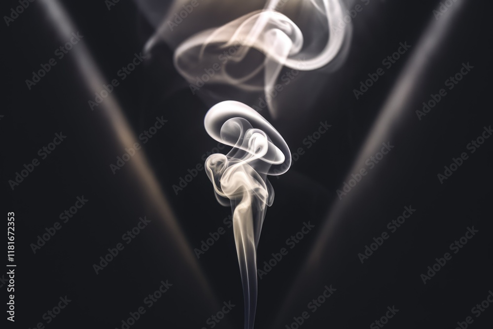 Poster abstract swirling smoke art against a dark background, creating an ethereal and elegant visual.