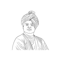 Sketch of Swami Vivekanand Ji, Illustration of Swami Vivekanand Ji, Happy Swami Vivekanand Jayanti
