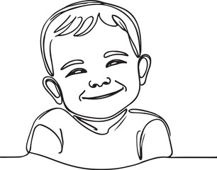 Cute Smiling Baby in Vector Art - Simple Line Drawing