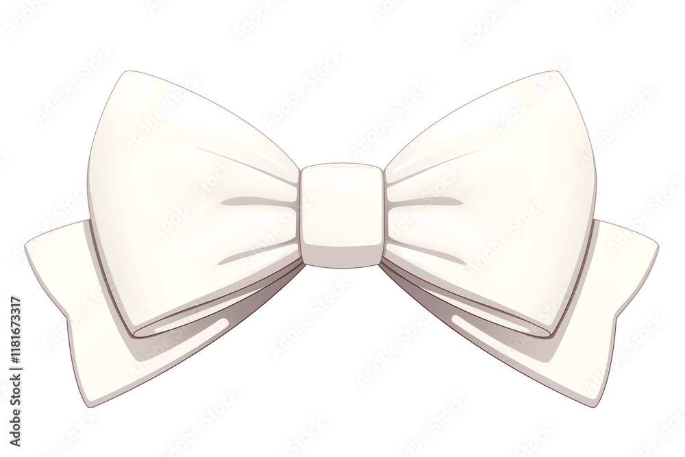 Poster white satin ribbon bow tie isolated on transparency background, showcasing its elegant and smooth te