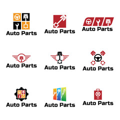 Set of Auto parts logo design. Automotive parts, automobile repairing car, vector design and illustration