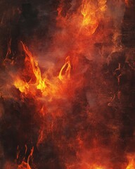 Fototapeta premium Fiery Abstract Texture with Intense Flames and Smoldering Depths, Ideal for Dramatic Backgrounds.