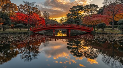 Autumn Serenity: A Japanese Garden at Sunrise