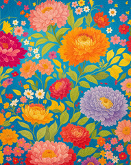 watercolor flowers pattern. Colorful hand drawn patchwork flat cartoon seamless pattern. Handmade patch work quilt style background for textile concept or fun modern backdrop design.