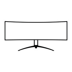 Obraz premium Curved LED monitor black and white flat vector icon and symbol design