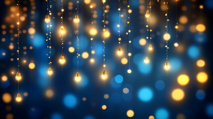 Obraz premium Golden Lights Glow Beautifully Against a Blue Background