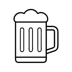 beer mug icon, drinks line art, drinks vector - simple black line art icon of beer mug perfect for logos, and drinks-themed designs.