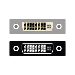 Obraz premium DVI port black and white flat vector icon and symbol design