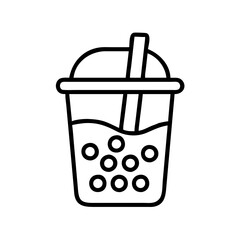 bubble tea icon, drinks line art, drinks vector - simple black line art icon of bubble tea perfect for logos, and drinks-themed designs.