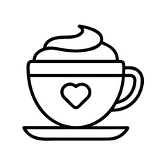 cappuccino icon, drinks line art, drinks vector - simple black line art icon of cappuccino perfect for logos, and drinks-themed designs.