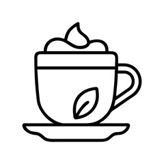 chai latte icon, drinks line art, drinks vector - simple black line art icon of chai latte perfect for logos, and drinks-themed designs.