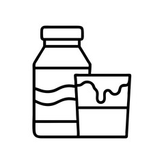 chocolate milk icon, drinks line art, drinks vector - simple black line art icon of chocolate milk perfect for logos, and drinks-themed designs.