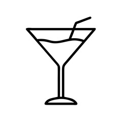 cocktail glass icon, drinks line art, drinks vector - simple black line art icon of cocktail glass perfect for logos, and drinks-themed designs.