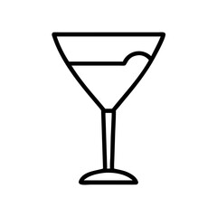 cocktail glass icon, drinks line art, drinks vector - simple black line art icon of cocktail glass perfect for logos, and drinks-themed designs.