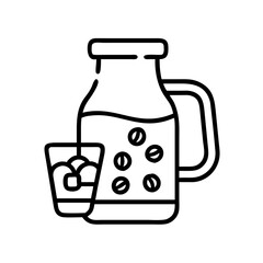 cold brew coffee icon, drinks line art, drinks vector - simple black line art icon of cold brew coffee perfect for logos, and drinks-themed designs.
