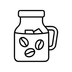 cold brew coffee icon, drinks line art, drinks vector - simple black line art icon of cold brew coffee perfect for logos, and drinks-themed designs.