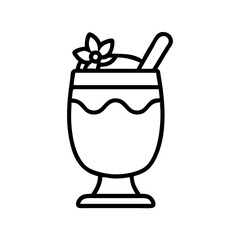 eggnog glass icon, drinks line art, drinks vector - simple black line art icon of eggnog glass perfect for logos, and drinks-themed designs.