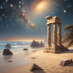 Naklejka premium sunset over the beach