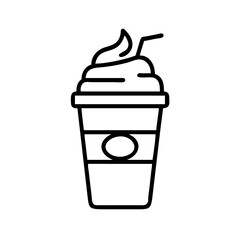 frappuccino icon, drinks line art, drinks vector - simple black line art icon of frappuccino perfect for logos, and drinks-themed designs.
