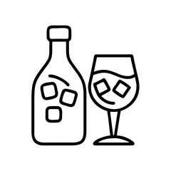 gin and tonic icon, drinks line art, drinks vector - simple black line art icon of gin and tonic perfect for logos, and drinks-themed designs.