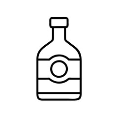 gin bottle icon, drinks line art, drinks vector - simple black line art icon of gin bottle perfect for logos, and drinks-themed designs.