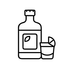 gin bottle icon, drinks line art, drinks vector - simple black line art icon of gin bottle perfect for logos, and drinks-themed designs.