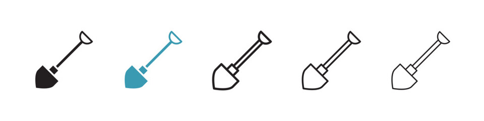 Shovel set. vector illustrations in black and blue colors