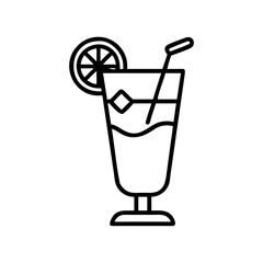 gin fizz icon, drinks line art, drinks vector - simple black line art icon of gin fizz perfect for logos, and drinks-themed designs.