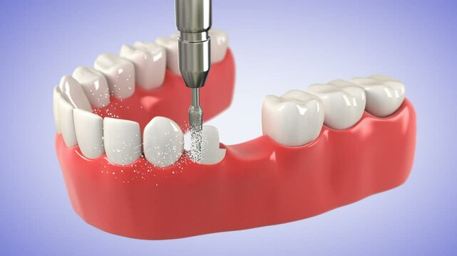 High quality 3D animation showing the installation process of dental implants.