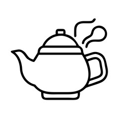 green tea pot icon, drinks line art, drinks vector - simple black line art icon of green tea pot perfect for logos, and drinks-themed designs.