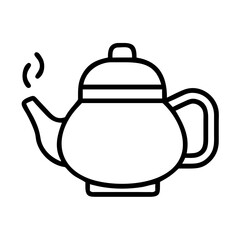 green tea pot icon, drinks line art, drinks vector - simple black line art icon of green tea pot perfect for logos, and drinks-themed designs.