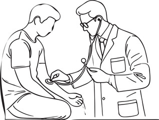 Vector Art of Doctor Examining Patient’s Condition with Precision