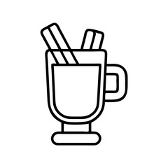 hot buttered rum icon, drinks line art, drinks vector - simple black line art icon of hot buttered rum perfect for logos, and drinks-themed designs.