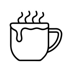 hot chocolate mug icon, drinks line art, drinks vector - simple black line art icon of hot chocolate mug perfect for logos, and drinks-themed designs.
