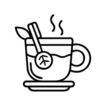 steaming tea cup with leaf and cinnamon clip art preview