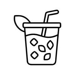 iced tea icon, drinks line art, drinks vector - simple black line art icon of iced tea perfect for logos, and drinks-themed designs.