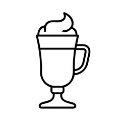 irish coffee icon, drinks line art, drinks vector - simple black line art icon of irish coffee perfect for logos, and drinks-themed designs.