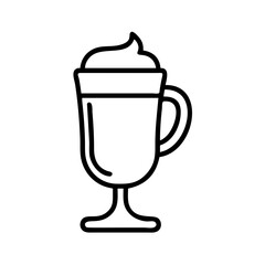irish coffee icon, drinks line art, drinks vector - simple black line art icon of irish coffee perfect for logos, and drinks-themed designs.