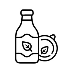 kombucha bottle icon, drinks line art, drinks vector - simple black line art icon of kombucha bottle perfect for logos, and drinks-themed designs.