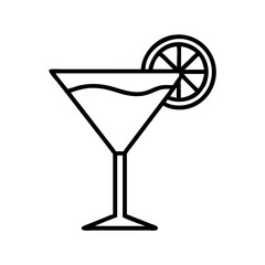 lemon drop martini icon, drinks line art, drinks vector - simple black line art icon of lemon drop martini perfect for logos, and drinks-themed designs.