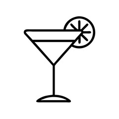 lemon drop martini icon, drinks line art, drinks vector - simple black line art icon of lemon drop martini perfect for logos, and drinks-themed designs.