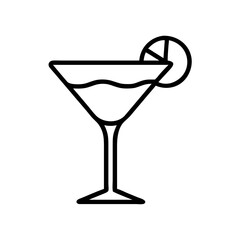margarita glass icon, drinks line art, drinks vector - simple black line art icon of margarita glass perfect for logos, and drinks-themed designs.