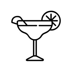 margarita with salt rim icon, drinks line art, drinks vector - simple black line art icon of margarita with salt rim perfect for logos, and drinks-themed designs.