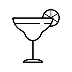 margarita glass icon, drinks line art, drinks vector - simple black line art icon of margarita glass perfect for logos, and drinks-themed designs.