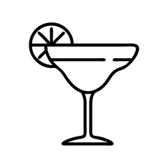 margarita with salt rim icon, drinks line art, drinks vector - simple black line art icon of margarita with salt rim perfect for logos, and drinks-themed designs.