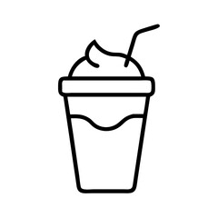 milkshake icon, drinks line art, drinks vector - simple black line art icon of milkshake perfect for logos, and drinks-themed designs.